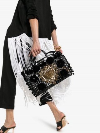 Dolce & Gabbana Black And Gold Tone Gomma + Ricamo PVC Tote Bag | luxury embellished handbag - flipped