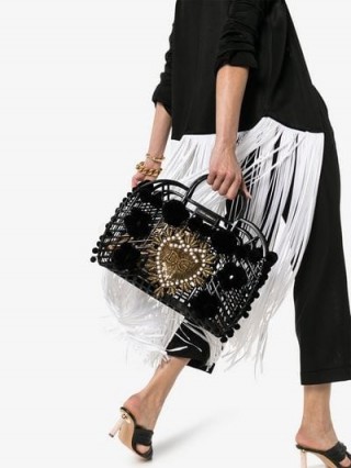 Dolce & Gabbana Black And Gold Tone Gomma + Ricamo PVC Tote Bag | luxury embellished handbag