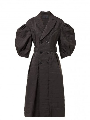SIMONE ROCHA Double-breasted balloon-sleeve poplin jacket in black ~ voluminous sleeved statement coat - flipped