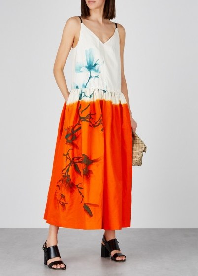 DRIES VAN NOTEN Dita printed cotton-blend dress ~ painterly prints ~ summer fashion - flipped