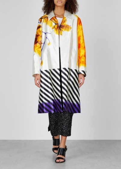 DRIES VAN NOTEN Ramona printed cotton and silk-blend coat / bold mixed prints / floral coats - flipped