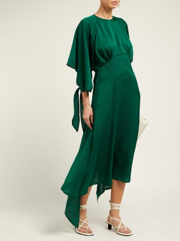 Effortless style clothing ~ PETAR PETROV Duran asymmetric draped silk-blend midi dress in green