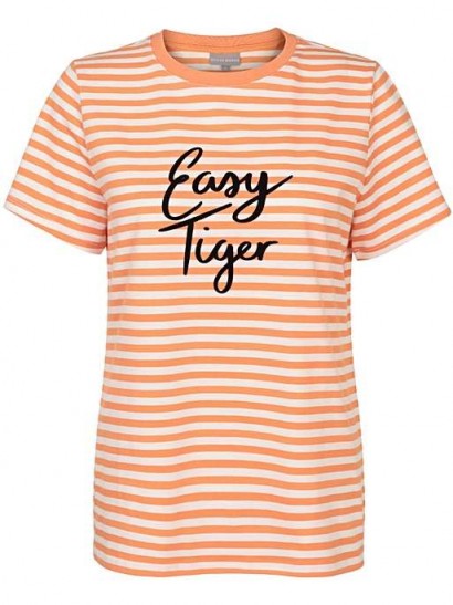 Oliver Bonas Easy Tiger Orange Stripe T-Shirt / logo t-shirts