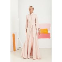 Elision Pastel Pink Maxi Shirt Dress by UNDRESS | Wolf & Badger | Maxi length circle skirt | Ribbed collars and cuffs