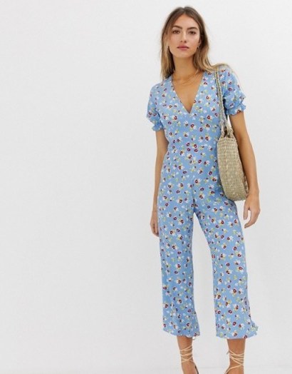 Faithfull Mallory floral jumpsuit with frill sleeve in Jasmin Floral | feminine spring fashion - flipped