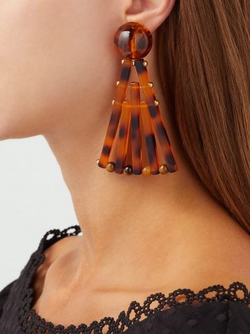 CULT GAIA Fan tortoiseshell-effect drop earrings / large geometric shaped jewellery - flipped
