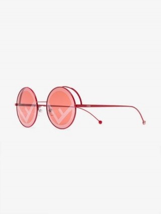 Fendi Eyewear Red Logo Lens Round Sunglasses / designer eyewear