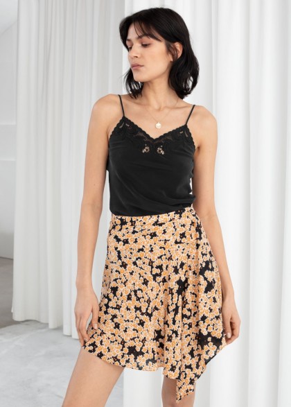 STORIES Floral Handkerchief Mini Skirt | asymmetric hemline skirts