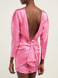 ATTICO Floral jacquard mini dress in pink ~ deep V-back