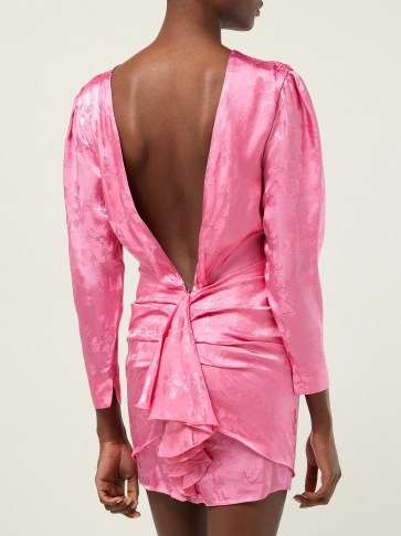 ATTICO Floral jacquard mini dress in pink ~ deep V-back - flipped