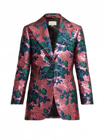 GUCCI Floral-brocade single-breasted jacket in pink