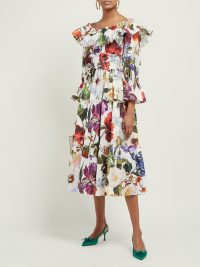 DOLCE & GABBANA Floral-print cotton midi dress | Matches Fashion