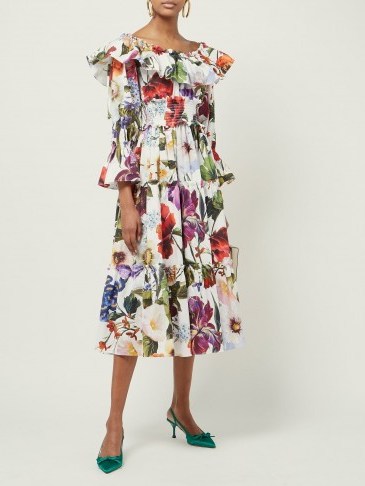 DOLCE & GABBANA Floral-print cotton midi dress | Matches Fashion - flipped