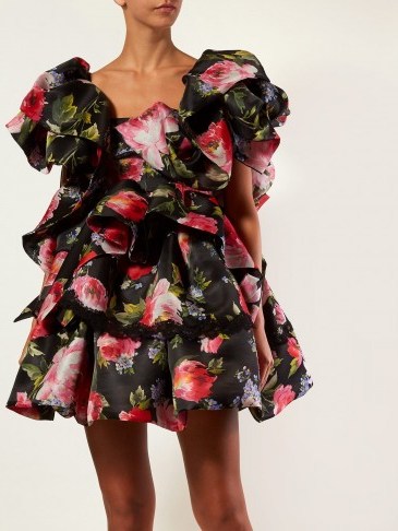 RUNWAY DOLCE & GABBANA Floral-print ruffled silk-blend mini dress | Matches Fashion - flipped