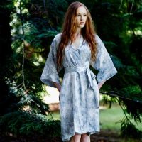 Frozen Silk Kimono Robe by Genevie | Wolf & Badger | Made from the softest of silks, that feels gorgeous against the skin, Genevie kimono robes feature exquisite hand-painted prints