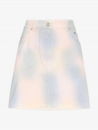 Ganni Shiloh Tie Dye Denim Mini Skirt | front zip A-line skirts - flipped