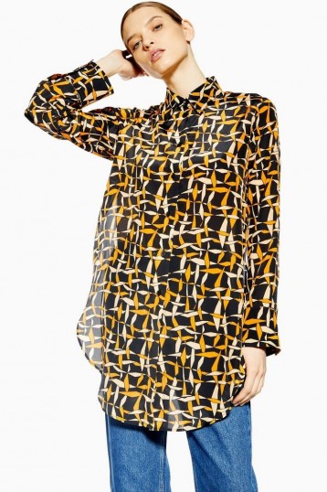 Topshop Boutique Geometric Print Silk Shirt | longline printed shirts | geo prints