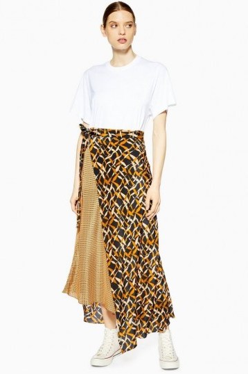 Topshop Boutique Geometric Print Silk Skirt | mixed prints | asymmetric skirts - flipped