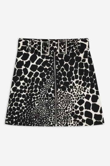 Topshop Giraffe Denim Mini Skirt in Monochrome | black and white animal skirts