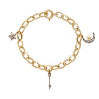 Kirstie Le Marque GOLD BRACELET CHAIN WITH PAVÉ DIAMOND CHARMS in Yellow Gold | celestial charm bracelets