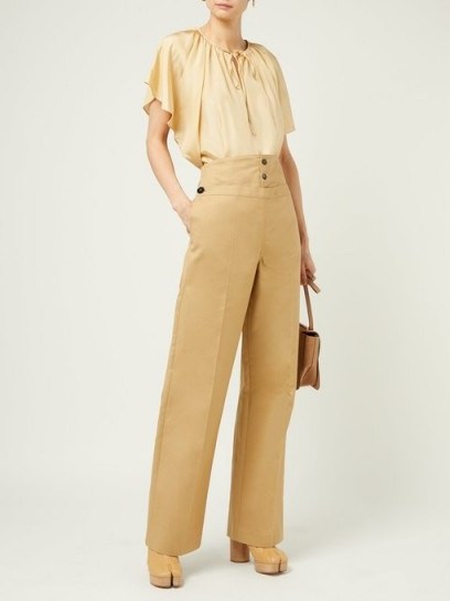 JIL SANDER Greg high-waist cotton trousers in beige ~ 70s inspired - flipped