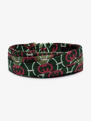 Gucci Green And Pink Logo Silk Wrap Headband / designer headbands