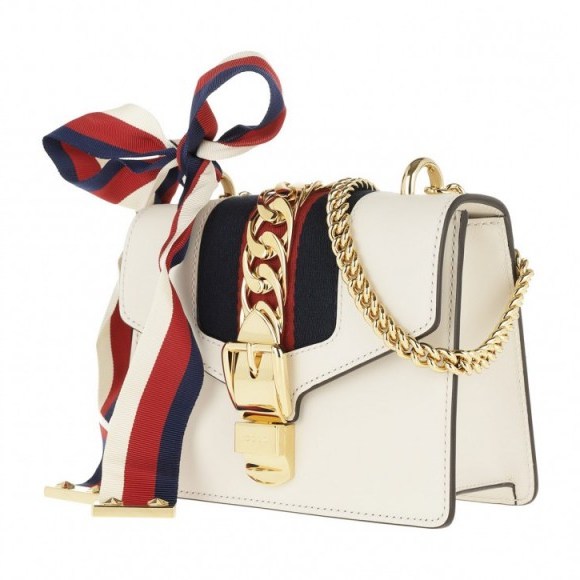 Gucci Sylvie Mini Chain Bag Leather White | Fashionette | Another great bag from these guys - flipped