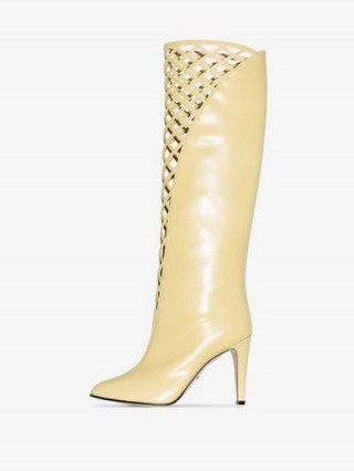 Gucci Yellow Cutout 95 Leather Knee-High Boots | retro footwear - flipped