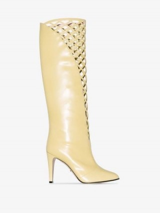 Gucci Yellow Cutout 95 Leather Knee-High Boots | retro footwear