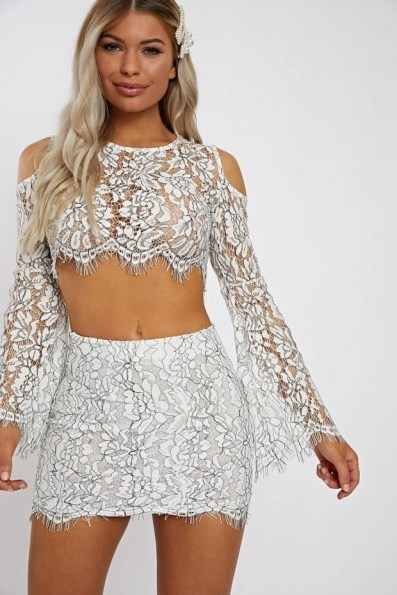 IN THE STYLE HALCIA MONO LACE MINI SKIRT - flipped
