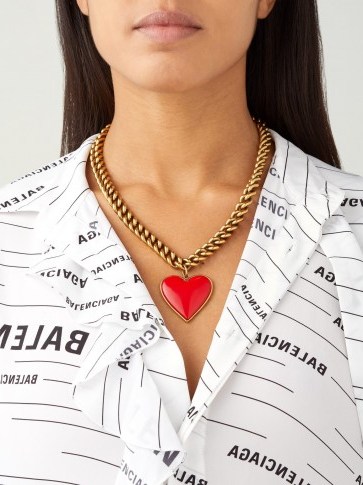 BALENCIAGA Heart pendant curb chain necklace ~ chunky jewellery - flipped