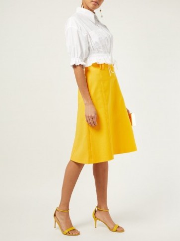 CAROLINA HERRERA High-waist twill midi skirt in Yellow - flipped