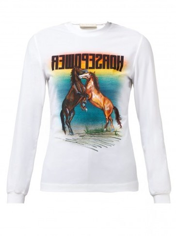 CHRISTOPHER KANE Horse Power-print stretch-jersey top in white - flipped