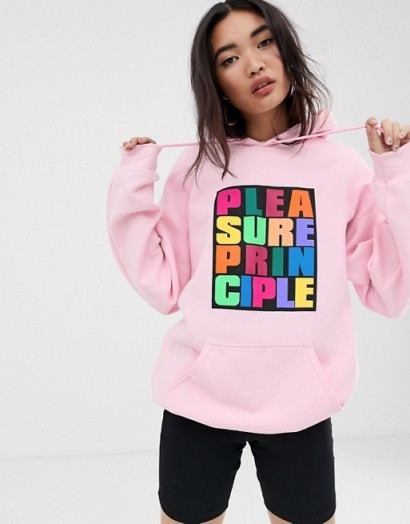 House of Holland Pleasure Principle hoodie in pink – slogan hoodies