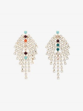 Isabel Marant Silver Metallic Gem Drop Earrings / bohemian statement jewellery - flipped