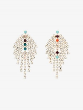 Isabel Marant Silver Metallic Gem Drop Earrings / bohemian statement jewellery