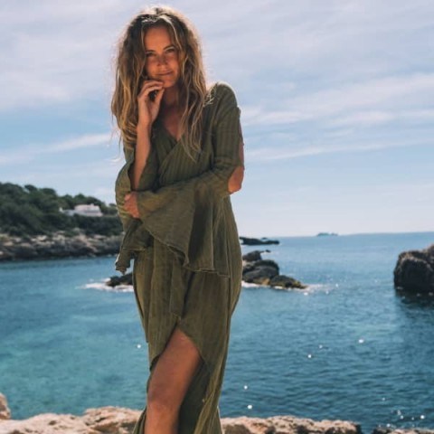 Ischia Olive by A Perfect Nomad | Wolf & Badger | Wrap Dress - flipped