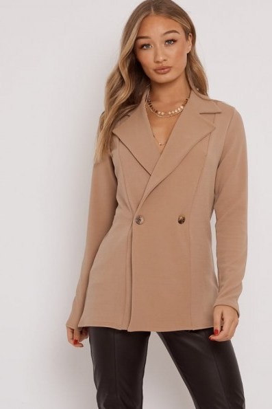 IN THE STYLE JEDDAH CAMEL HORN BUTTON BLAZER ~ light-brown jackets - flipped
