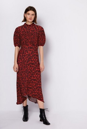 GHOST JENNA DRESS Red & Black Nia Floral | modern prairie dresses - flipped