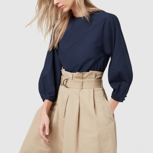 G. Label KALINSKY BUBBLE-SLEEVE BLOUSE in Navy | blue balloon sleeved top - flipped
