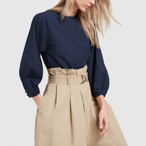 G. Label KALINSKY BUBBLE-SLEEVE BLOUSE in Navy | blue balloon sleeved top