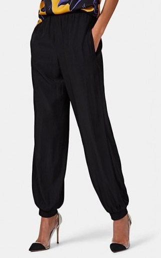 LANVIN Matte Satin Jogger Pants in Black ~ chic cuffed trousers ~ luxe joggers - flipped