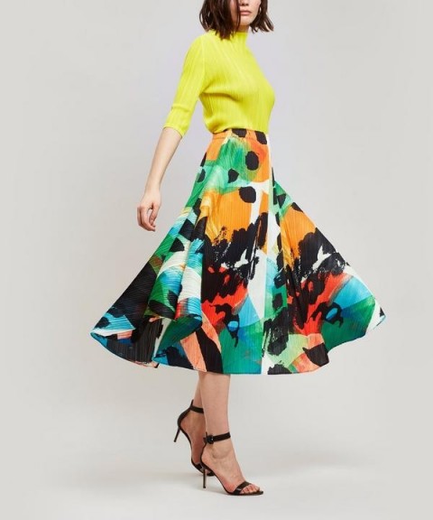 PLEATS PLEASE ISSEY MIYAKE Laughing Rope Midi Skirt | bold multicoloured prints