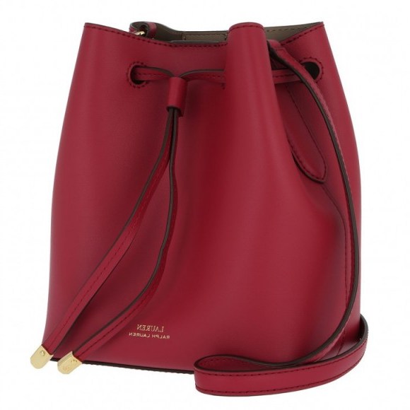 Lauren Ralph Lauren Dryden Debby II Drawstring Mini Crimson/Truffle | Fashionette | Such a gorgeous color | Make a statement and stand out from the crowd - flipped
