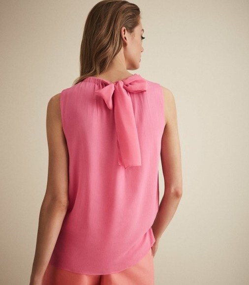 REISS LENA BOW DETAIL TOP PINK - flipped