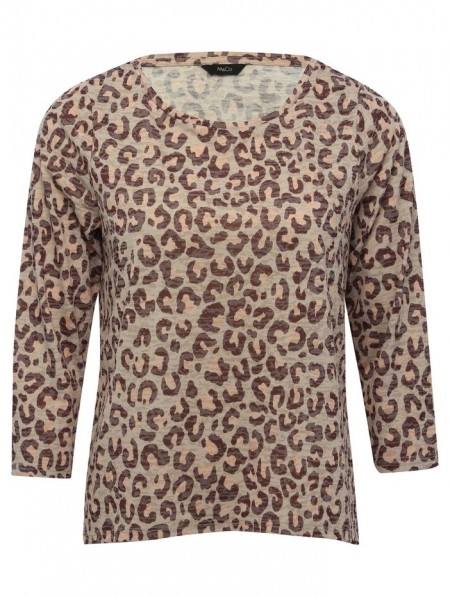 Leopard Print Top In Oatmeal | M&Co