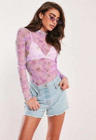 MISSGUIDED lilac cherub mesh bodysuit - flipped
