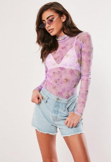 MISSGUIDED lilac cherub mesh bodysuit