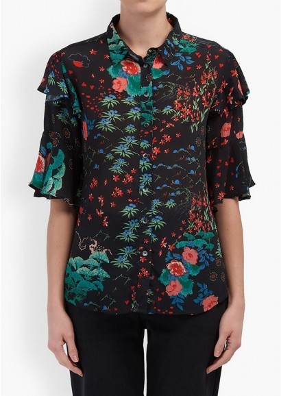 The Dressing Room LILY AND LIONEL FRANKIE SHIRT – WONDERLAND BLACK – floaty ruffle detail sleeves