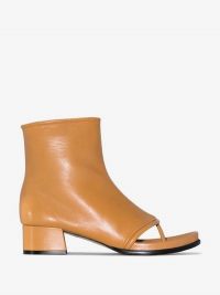 Loewe Camel Brown 60 Thong Leather Boots / open-toe ankle boot